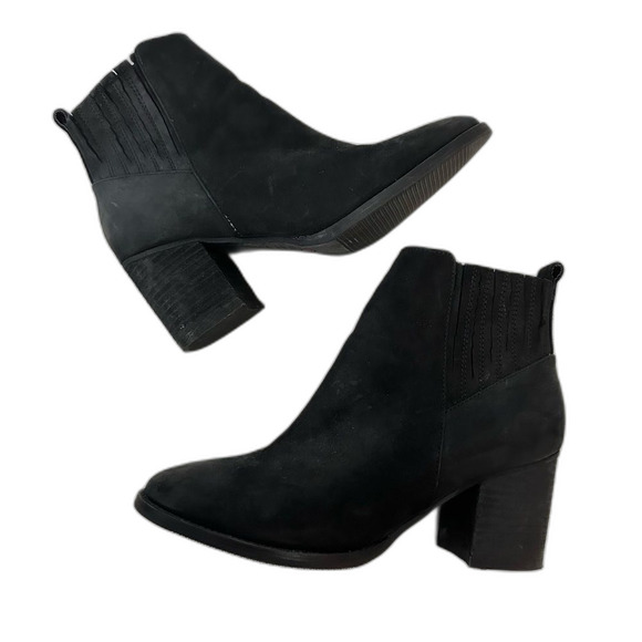 Blondo Black NOA Cognac Nubuck Waterproof Zip Block Heel Ankle Booties Size 8 - Picture 3 of 16